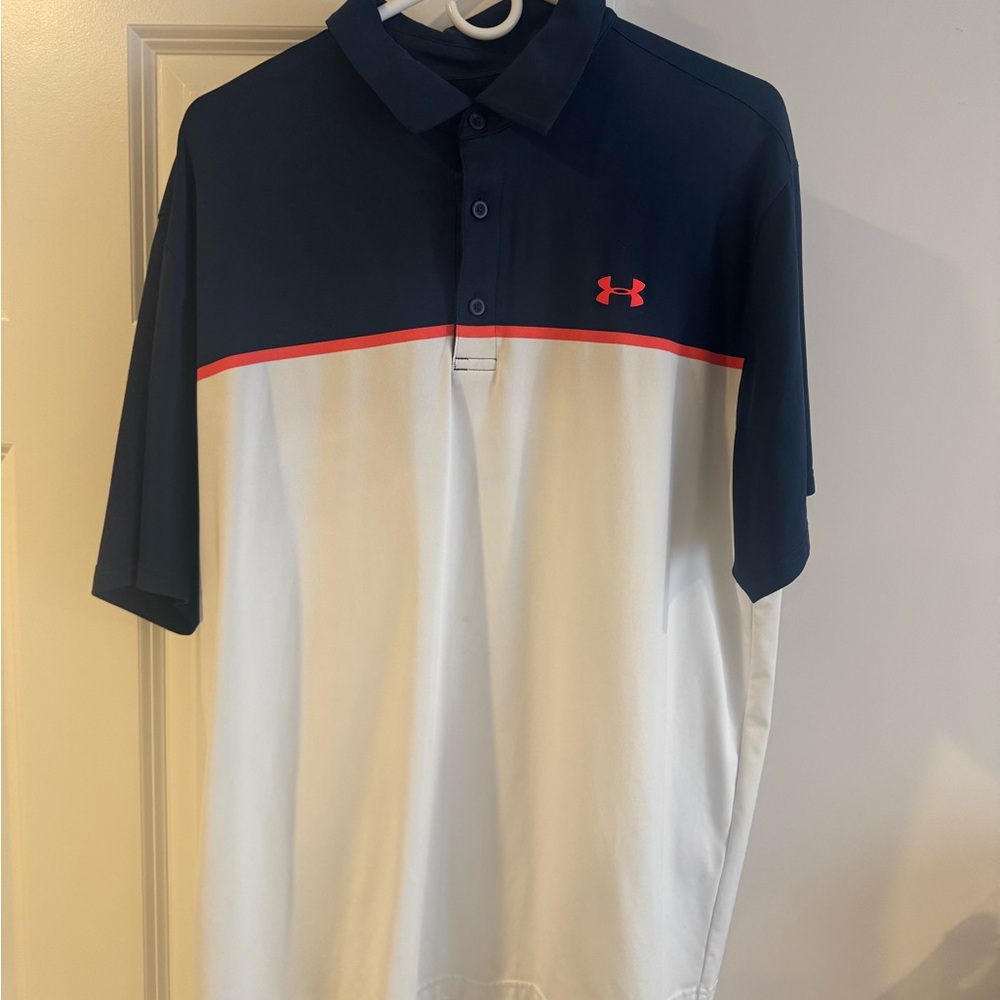 Under Armour Navy and White Polo Shirt